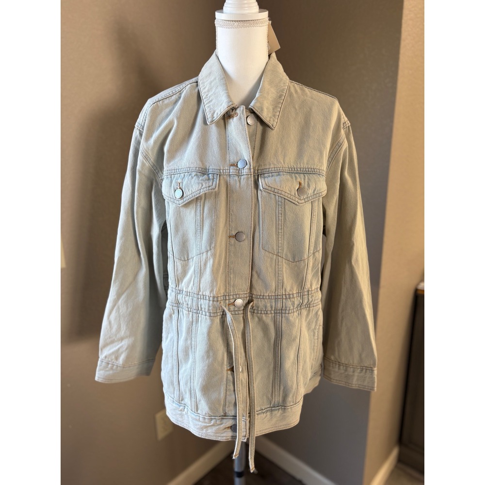 Universal Thread Womens Medium Light Wash Utility Denim Jacket Drawstring Waist